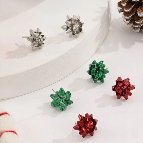 5/$25 Christmas Red Bow Earrings - Picture 2 of 5